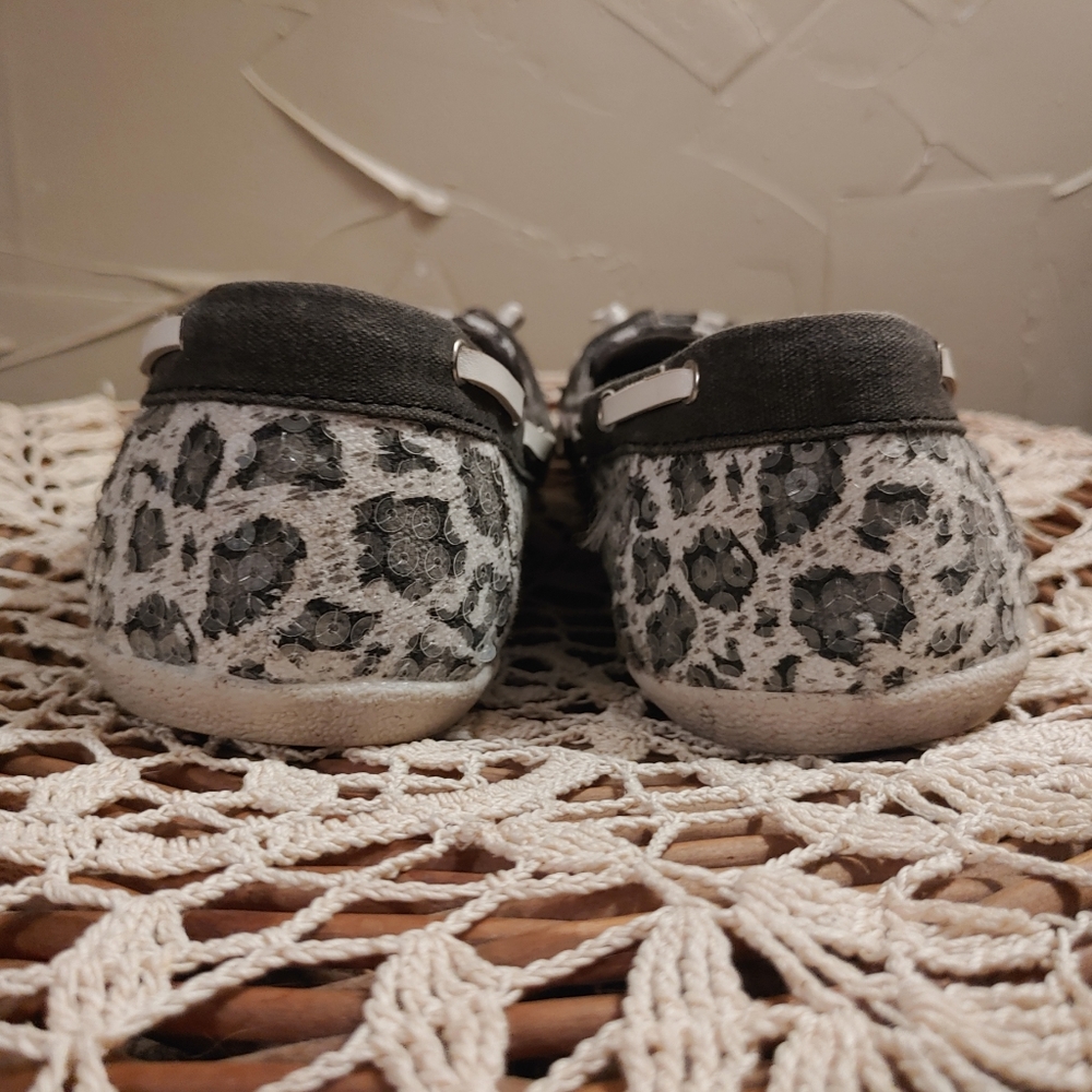 Unrated Gray Leopard Sequins Loafers Flats Shoes - Picture 5 of 8